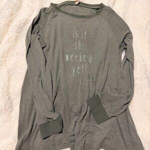 Wallflower Olive Green Lounge long sleeve shirt women’s L sleepwear pajama top